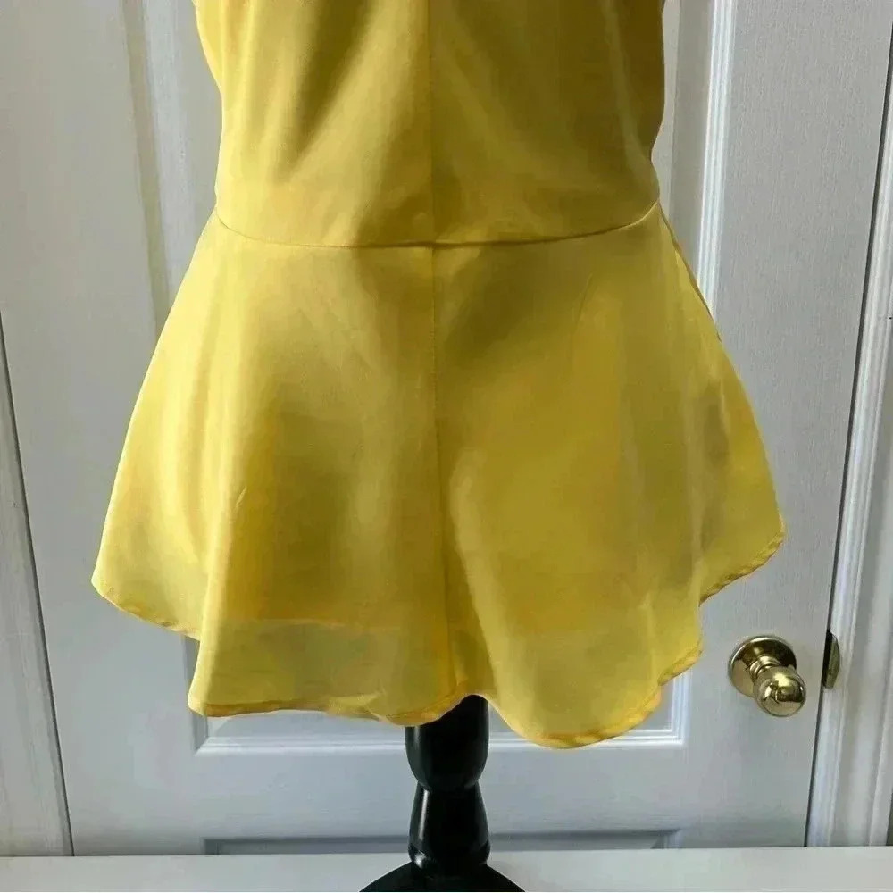 Ricki’s Yellow Halter Neck Sleeveless Peplum Top Flowy Blouse 0/XS - Picture 8 of 15